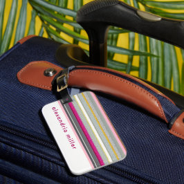 Modern Rosa White Rand Monogram Bagagebricka