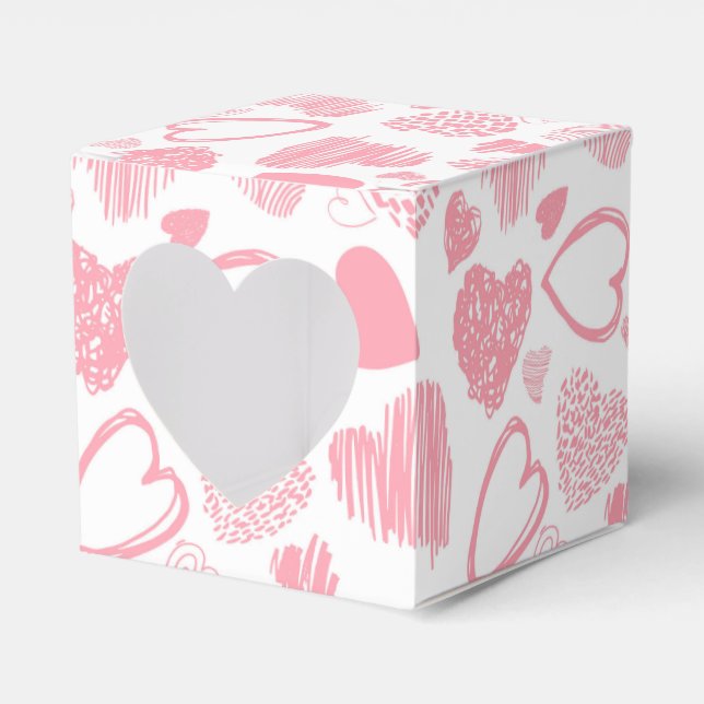 Modern Rosa White Romantic Kärlek Heart Doodle Presentaskar (Framsidan Sidan)