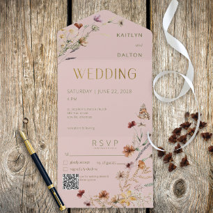 Modern Rosa WildblomBouquet QR-kod