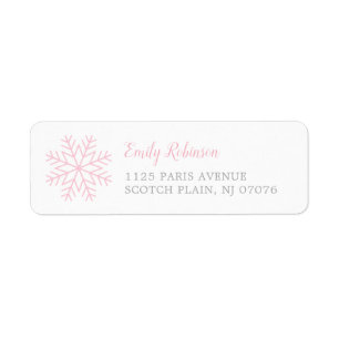 Modern Rosa Winter Snowflake-Returadress Returadress Etikett