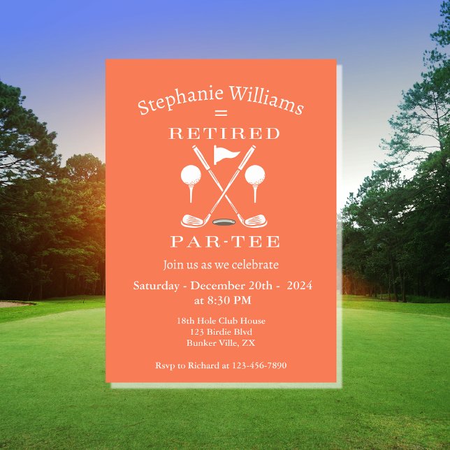 Modern Rosa Woman Pension Golf Emblem-Klubbar Inbjudningar (Skapare uppladdad)