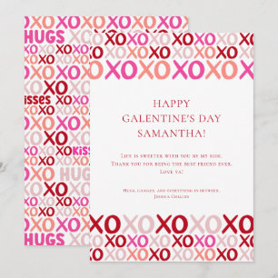 Modern Rosa XOXO Bästa Vän Bff Galentine's Dag Julkort