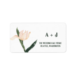 Modern rosablommig  adressetikett
