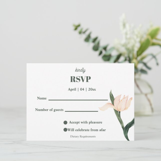 Modern rosablommig rund RSVP-kort Inbjudningar (Stående Fram)
