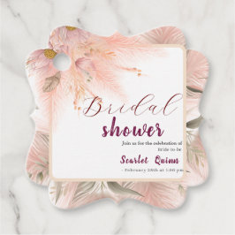 Modern rosabruden bukett av pampasgräs gåvor etiketter