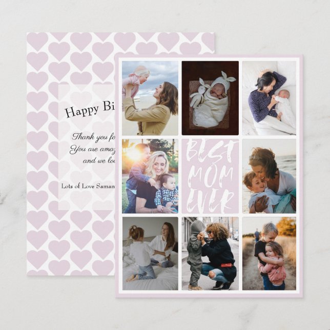 Modern rosabruten 8 fotokollage Bästa mamma någons (Fram/baksida)