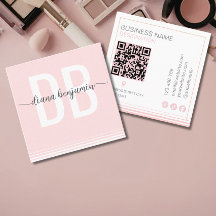 Modern rosabruten och vit monogram QR-kod