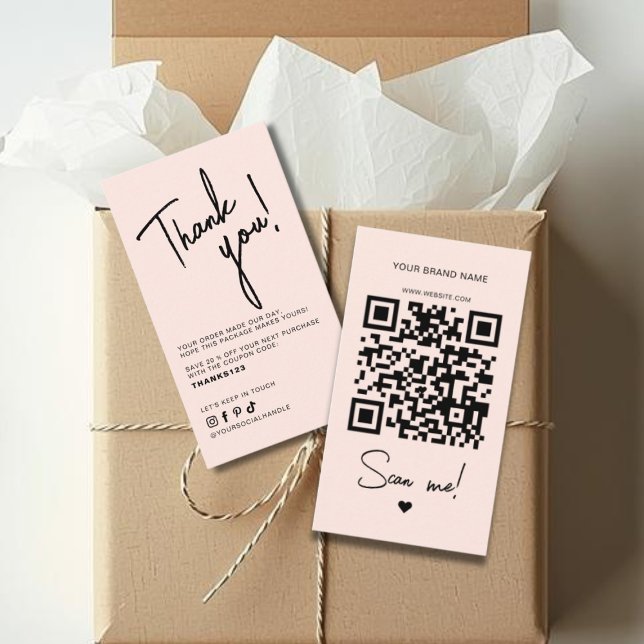 Modern rosabruten order tack QR-kod Visitkort (Skapare uppladdad)