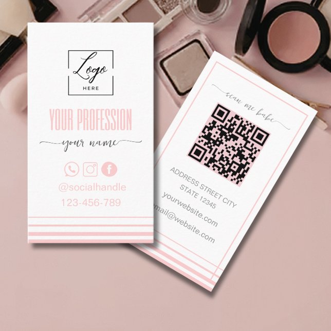 Modern rosabruten rosa och vit Logotyp Visitkort (Skapare uppladdad)