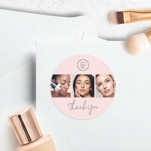 Modern rosabruten skript 3 foto Makeup Tack Runt Klistermärke