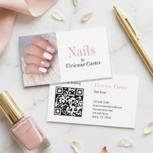 Modern rosabruten vit foto nagelkonstnär QR-kod