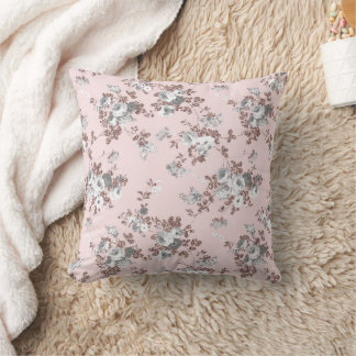 Modern rosaglans rosa vit roséguld glitter blommig kudde
