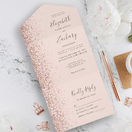Modern rosaglänsande rosa guld glitter bröllop