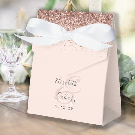 Modern rosaglänsande rosa guld glitter bröllop presentaskar
