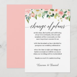 Modern rosaktig bröllopsförsening Ändrade planer Inbjudningar