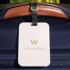 Modern rosaktig guld minimalist monogram bagagebricka