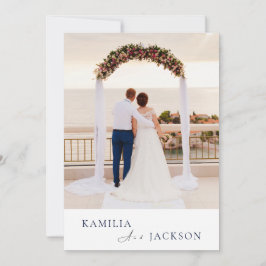 Modern Rose Gold Black Back Minimalist Wedding  Inbjudningar