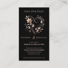 Modern Rose Gold Flowers-Save the Date- Visitkort