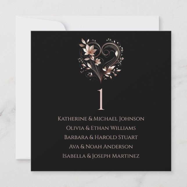Modern Rose Gold Flowers-Wedding Seating Chart- Inbjudningar (Framsida)