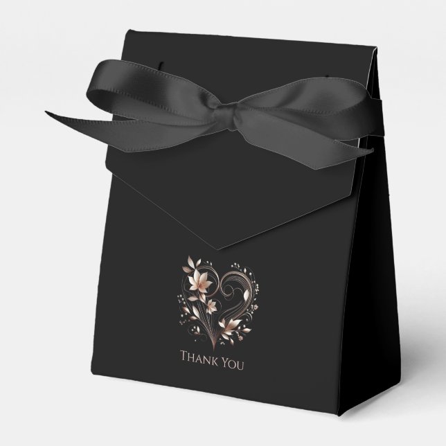 Modern Rose Gold Flowers-Wedding Thank you Presentaskar (Framsidan Sidan)