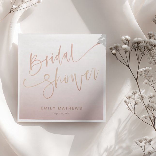 Modern Rose Gold Gradient Bridal Shower  Pappersservett (Skapare uppladdad)