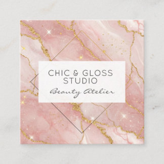 Modern Rose Gold Quartz Beauty Salon Fyrkantigt Visitkort