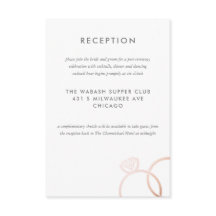 Modern Rose Gold Rings Wedding Reception Card