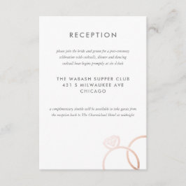 Modern Rose Gold Rings Wedding Reception Card Tilläggskort