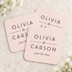 Modern rosé och svart vigselmonogram underlägg papper kvadrat