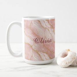 Modern Rose Quartz Marble Gold Glitter Kaffemugg