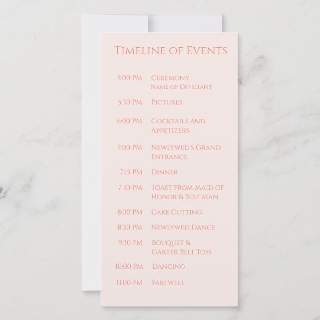 Modern Rosé-Weddingprogram- (Baksida)