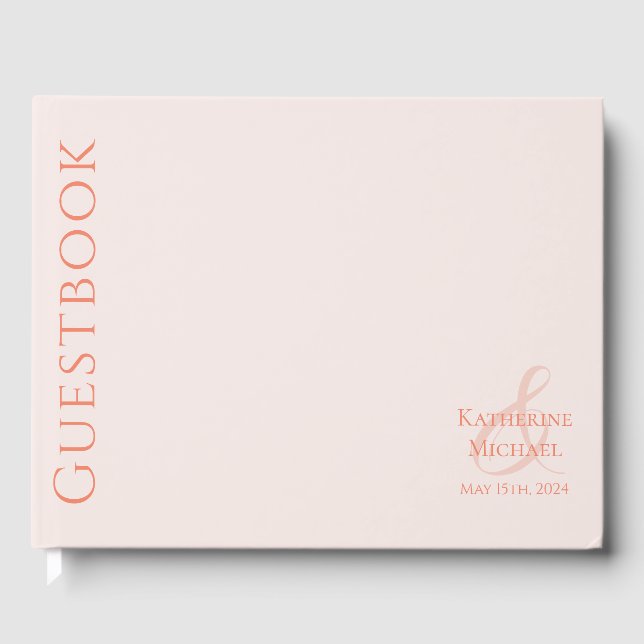 Modern Rosébröllop Gästböcker (Framsida)