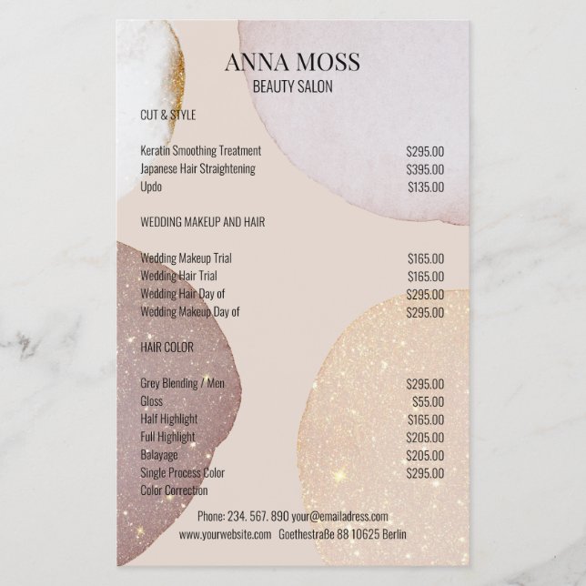 Modern Rosegold Glitter Flyer (Framsidan)