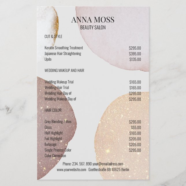 Modern Rosegold Glitter Flyer (Framsidan)