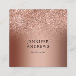 Modern Rosegold Glitter Salon Affärskort Fyrkantigt Visitkort