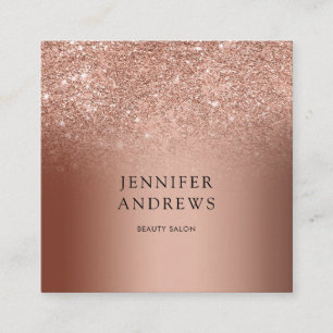 Modern Rosegold Glitter Salon Affärskort Fyrkantigt Visitkort