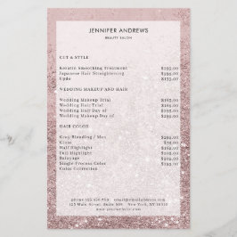 Modern Rosegold Glitter Salon Pris List Flyer
