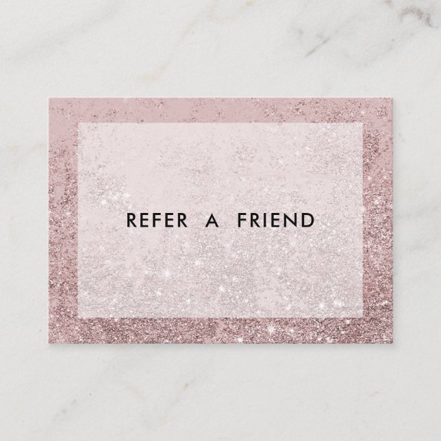 Modern Rosegold Glitter Salon Rabattkort (Framsida)