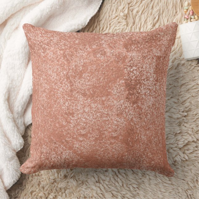 Modern Roséguld Abstrakt Metallisk Textur Kudde (Filt)