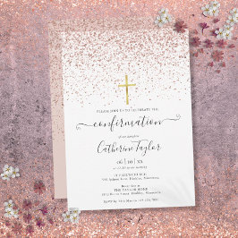 Modern roséguld glitter bekräftelse inbjudningar