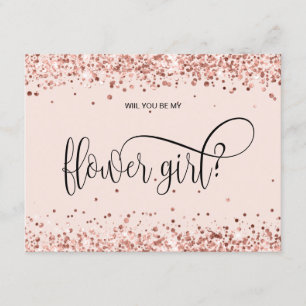 modern roséguld glitter kommer du att bli min blom inbjudningar