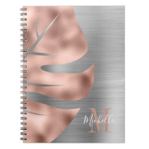 Modern Roséguld Grå Monogram