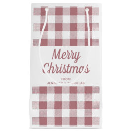Modern roséguld rutmönstrad God Jul