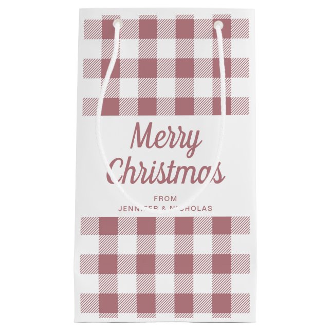 Modern roséguld rutmönstrad God Jul (Framsidan)