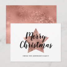 Modern roséguld stjärna God Jul