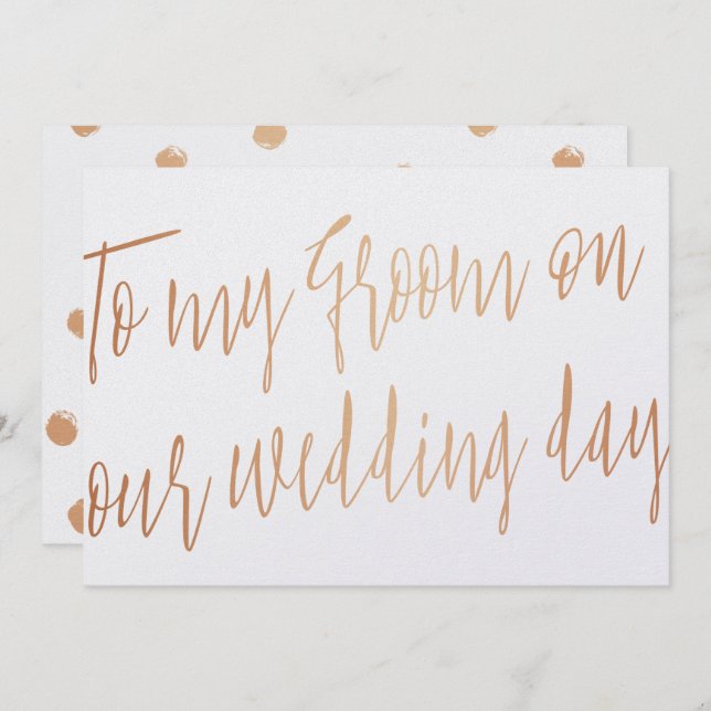 Modern roséguld Till min brudgum på vår bröllopsda Inbjudningar (Fram/baksida)