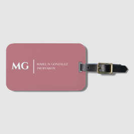 Modern Roséguld Trendig Stilren Monogram Bagagebricka