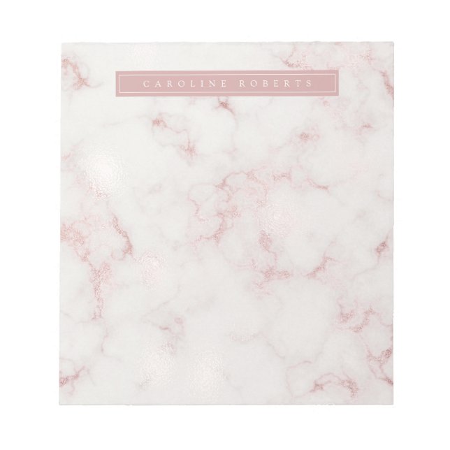 Modern Roséguldmarmor Anteckningsblock (Framsida)