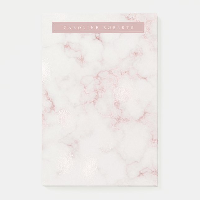 Modern Roséguldmarmor Post-it Block (Framsida)