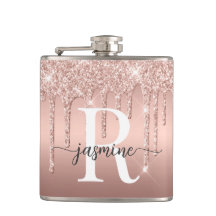 Modern Rosen Guld Glitter Ombre Metall Monogram